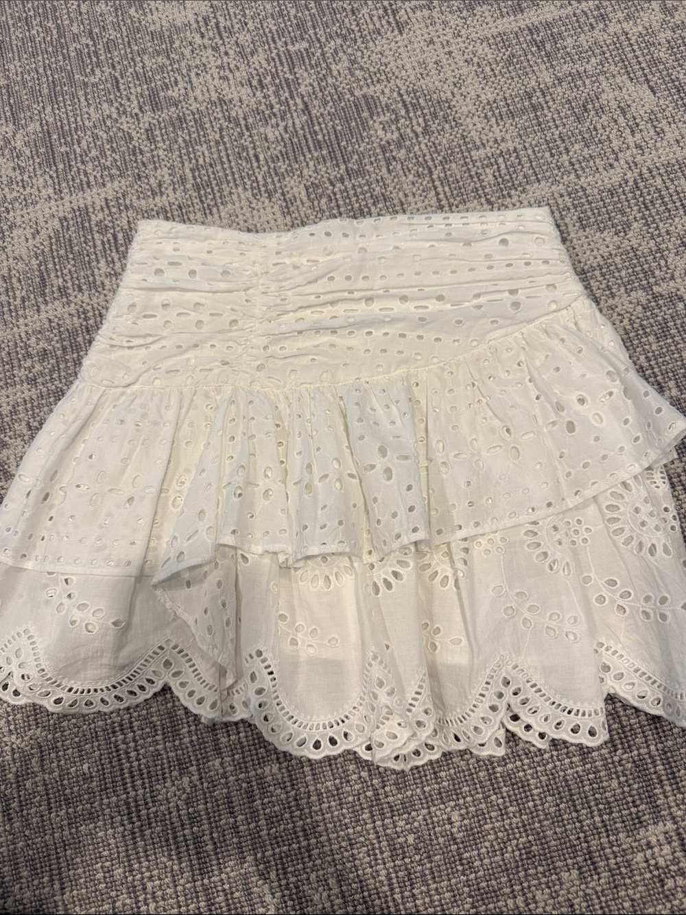 LoveShackFancy White Eyelet Ruffle Mini Skirt - Picture 1 of 2